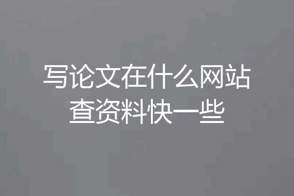 写论文在什么网站查资料快一些