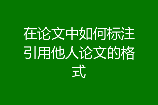 在论文中如何标注引用他人论文的格式