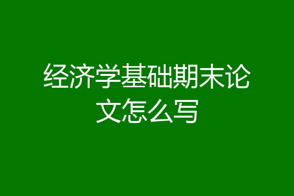 经济学基础期末论文怎么写