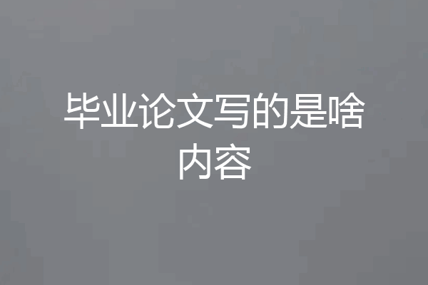 毕业论文写的是啥内容