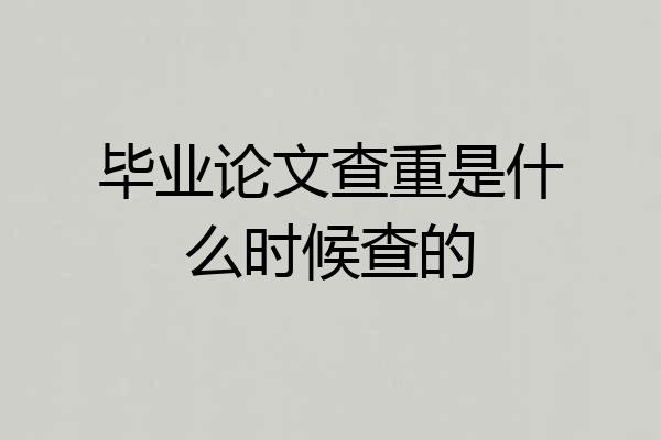 毕业论文查重是什么时候查的
