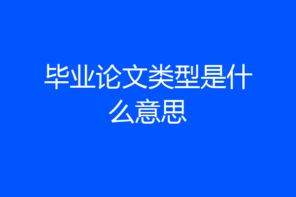 毕业论文类型是什么意思