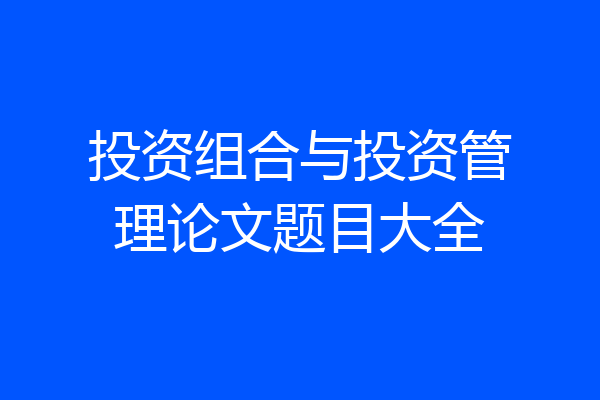 投资组合与投资管理论文题目大全