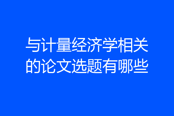 与计量经济学相关的论文选题有哪些