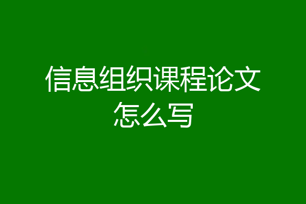 信息组织课程论文怎么写