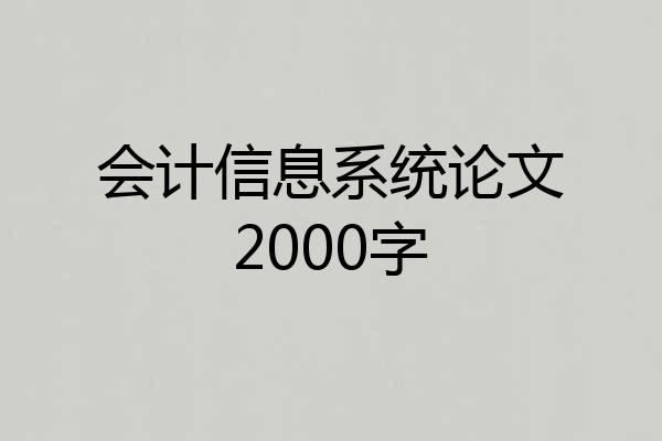 会计信息系统论文2000字