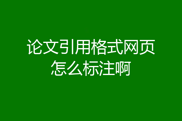 论文引用格式网页怎么标注啊