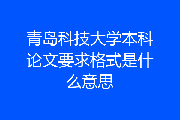 青岛科技大学本科论文要求格式是什么意思