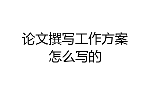 论文撰写工作方案怎么写的