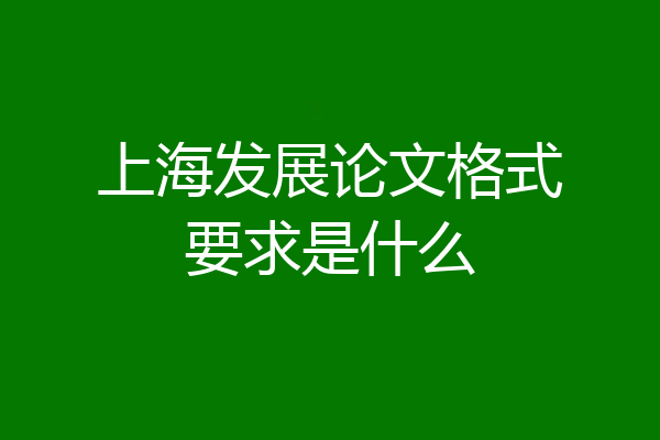 上海发展论文格式要求是什么