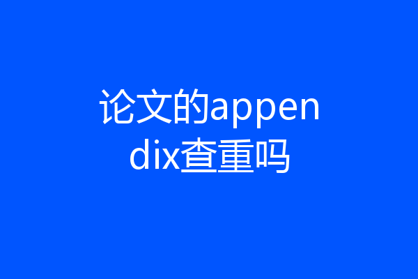 论文的appendix查重吗