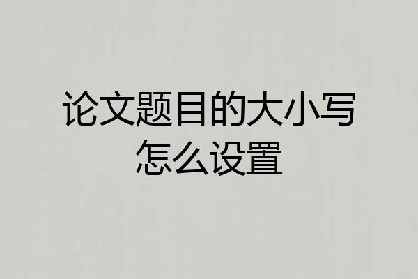 论文题目的大小写怎么设置