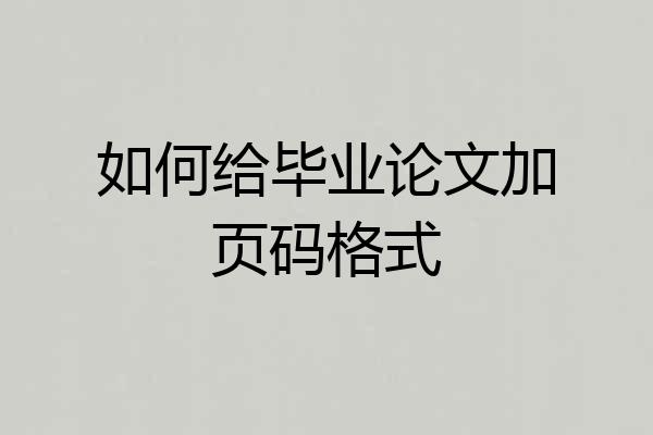 如何给毕业论文加页码格式