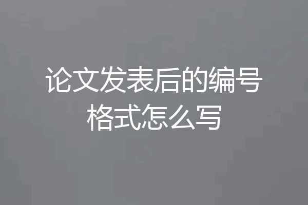 论文发表后的编号格式怎么写