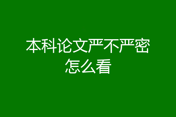 本科论文严不严密怎么看