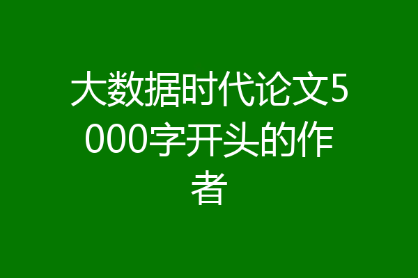 大数据时代论文5000字开头的作者