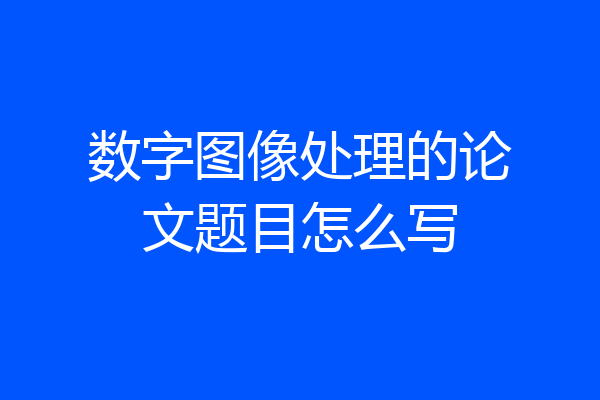 数字图像处理的论文题目怎么写