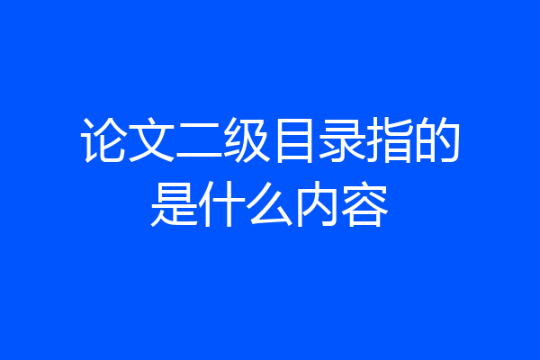 论文二级目录指的是什么内容