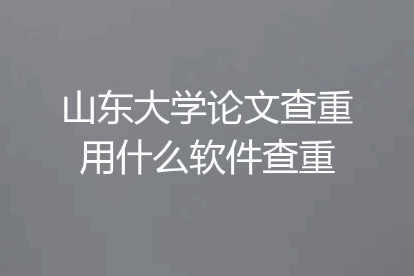 山东大学论文查重用什么软件查重