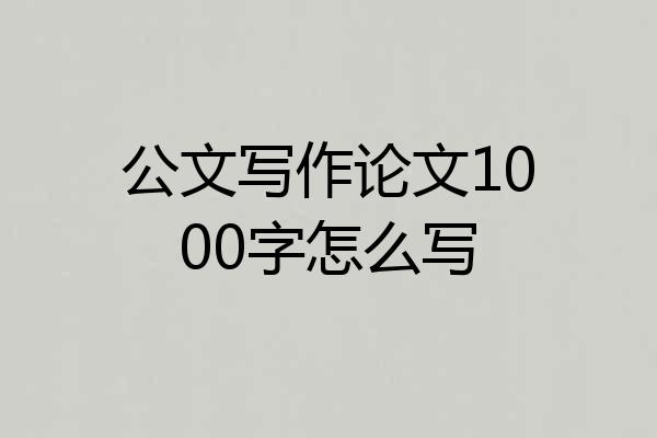 公文写作论文1000字怎么写