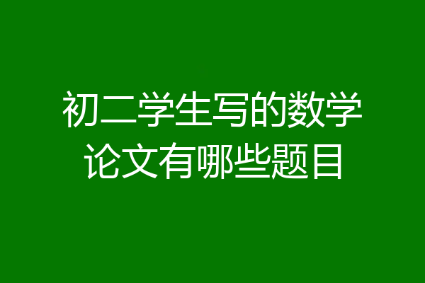 初二学生写的数学论文有哪些题目