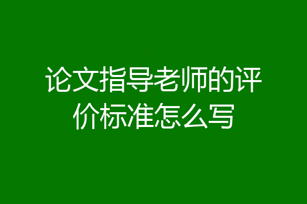 论文指导老师的评价标准怎么写