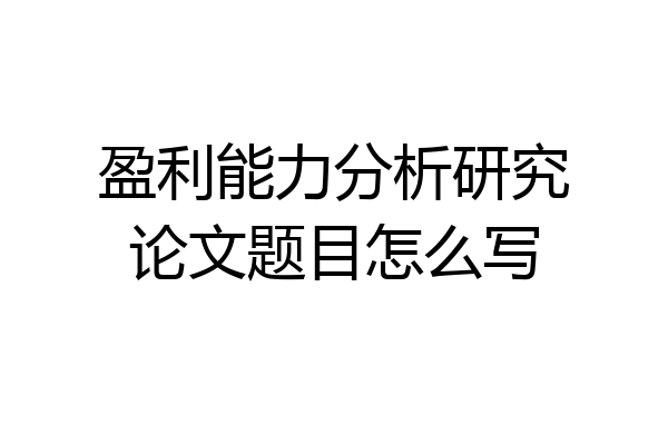 盈利能力分析研究论文题目怎么写