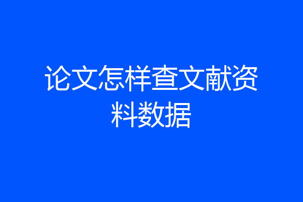 论文怎样查文献资料数据