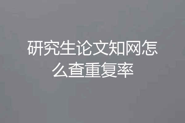 研究生论文知网怎么查重复率