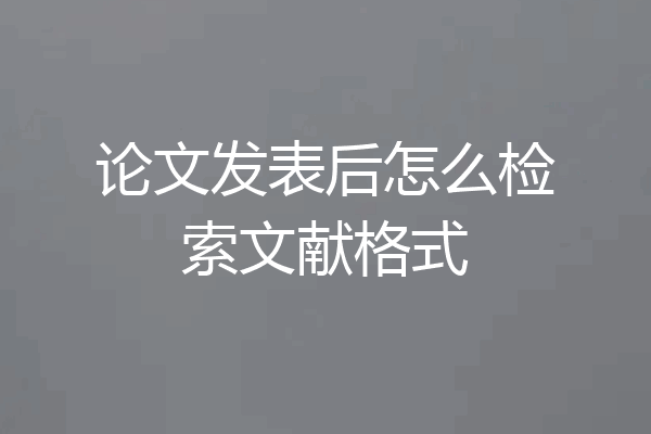 论文发表后怎么检索文献格式