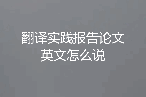 翻译实践报告论文英文怎么说