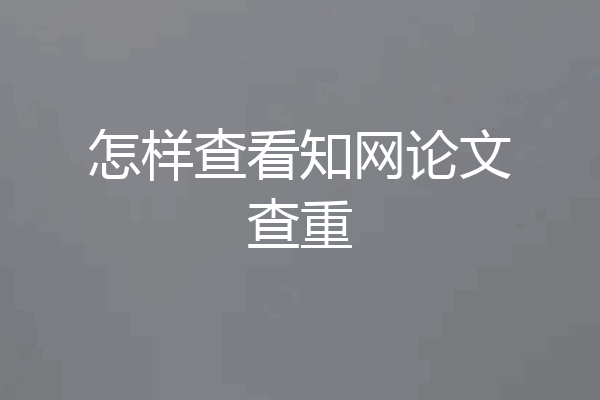 怎样查看知网论文查重