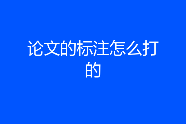 论文的标注怎么打的