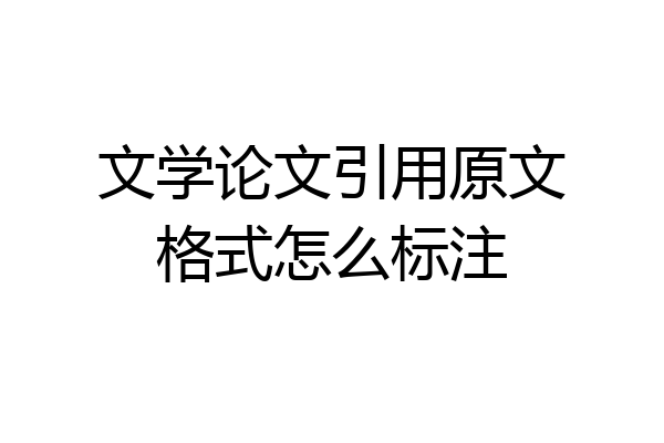 文学论文引用原文格式怎么标注