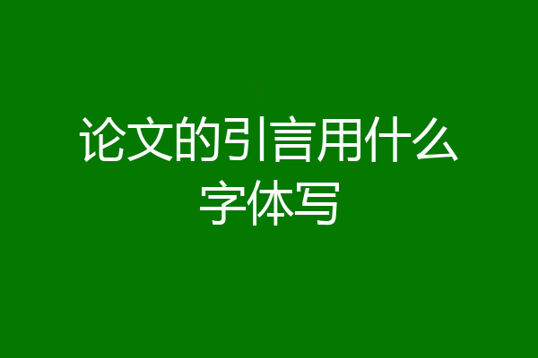论文的引言用什么字体写