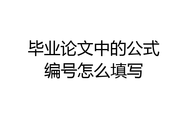 毕业论文中的公式编号怎么填写