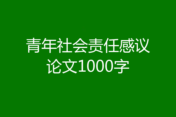 青年社会责任感议论文1000字