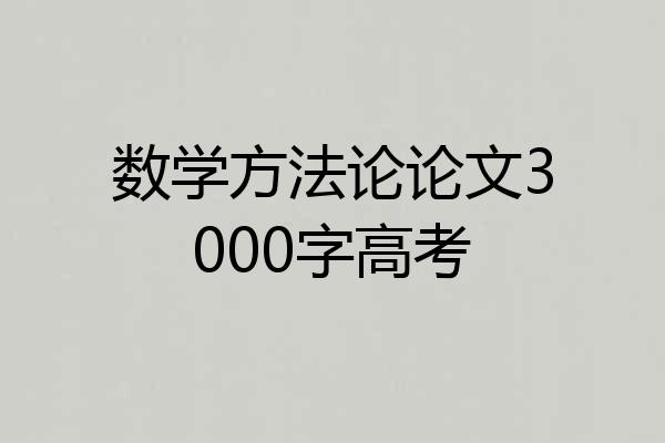 数学方法论论文3000字高考