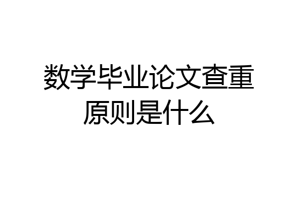 数学毕业论文查重原则是什么