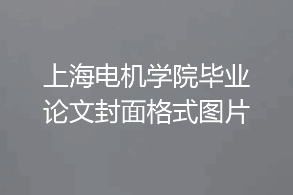 上海电机学院毕业论文封面格式图片