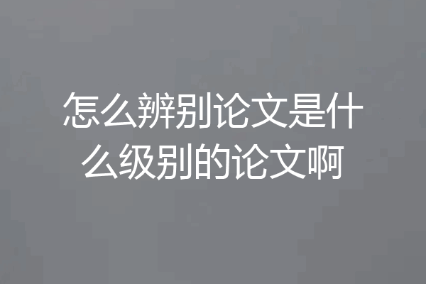 怎么辨别论文是什么级别的论文啊