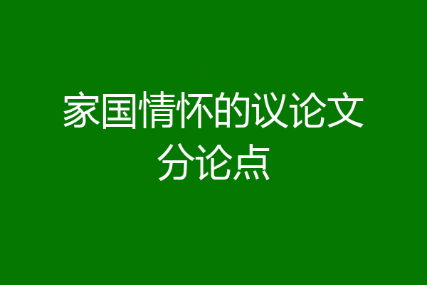 家国情怀的议论文分论点