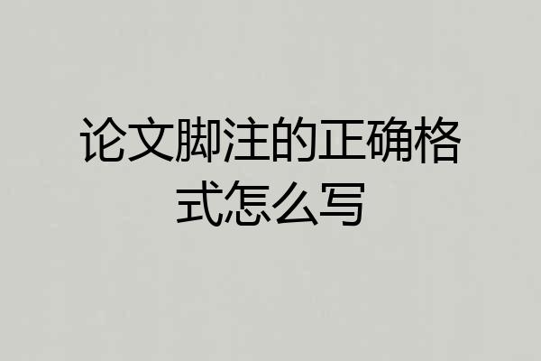 论文脚注的正确格式怎么写