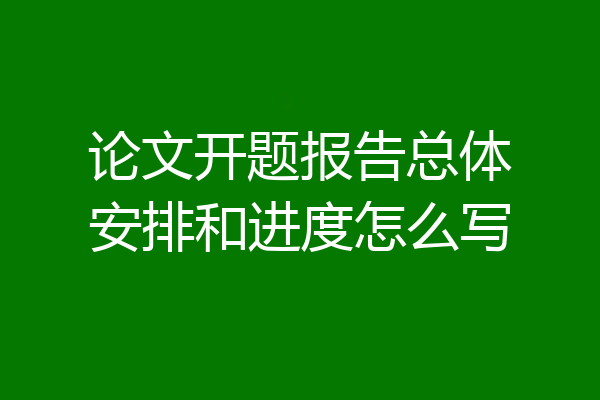 论文开题报告总体安排和进度怎么写