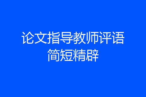 论文指导教师评语简短精辟