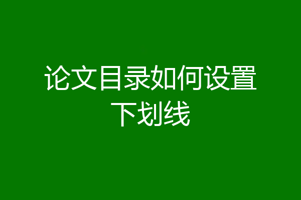 论文目录如何设置下划线