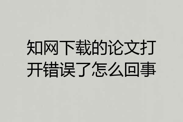 知网下载的论文打开错误了怎么回事