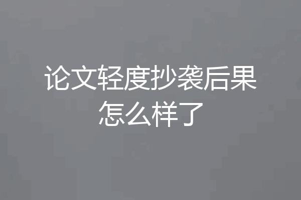 论文轻度抄袭后果怎么样了
