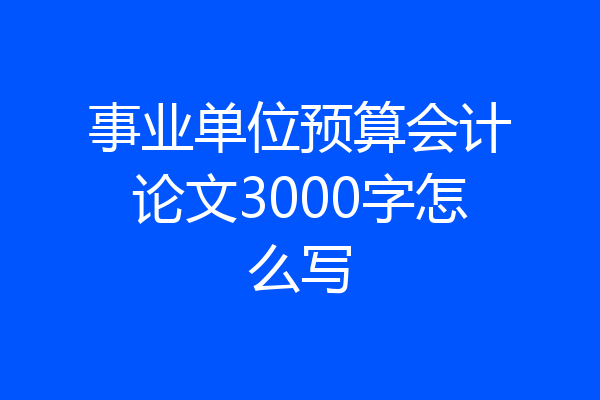 事业单位预算会计论文3000字怎么写