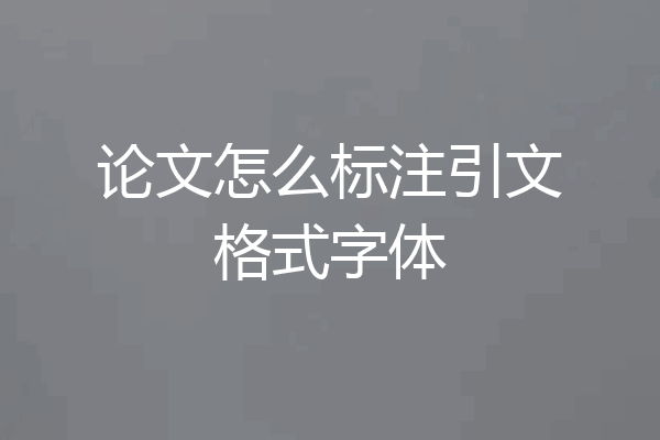 论文怎么标注引文格式字体
